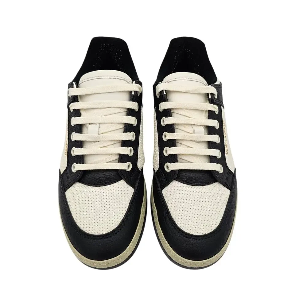 Saint Laurent SL61 Low Top Sneaker Black White Leather Size 39.5 US 9.5 - Picture 5 of 13